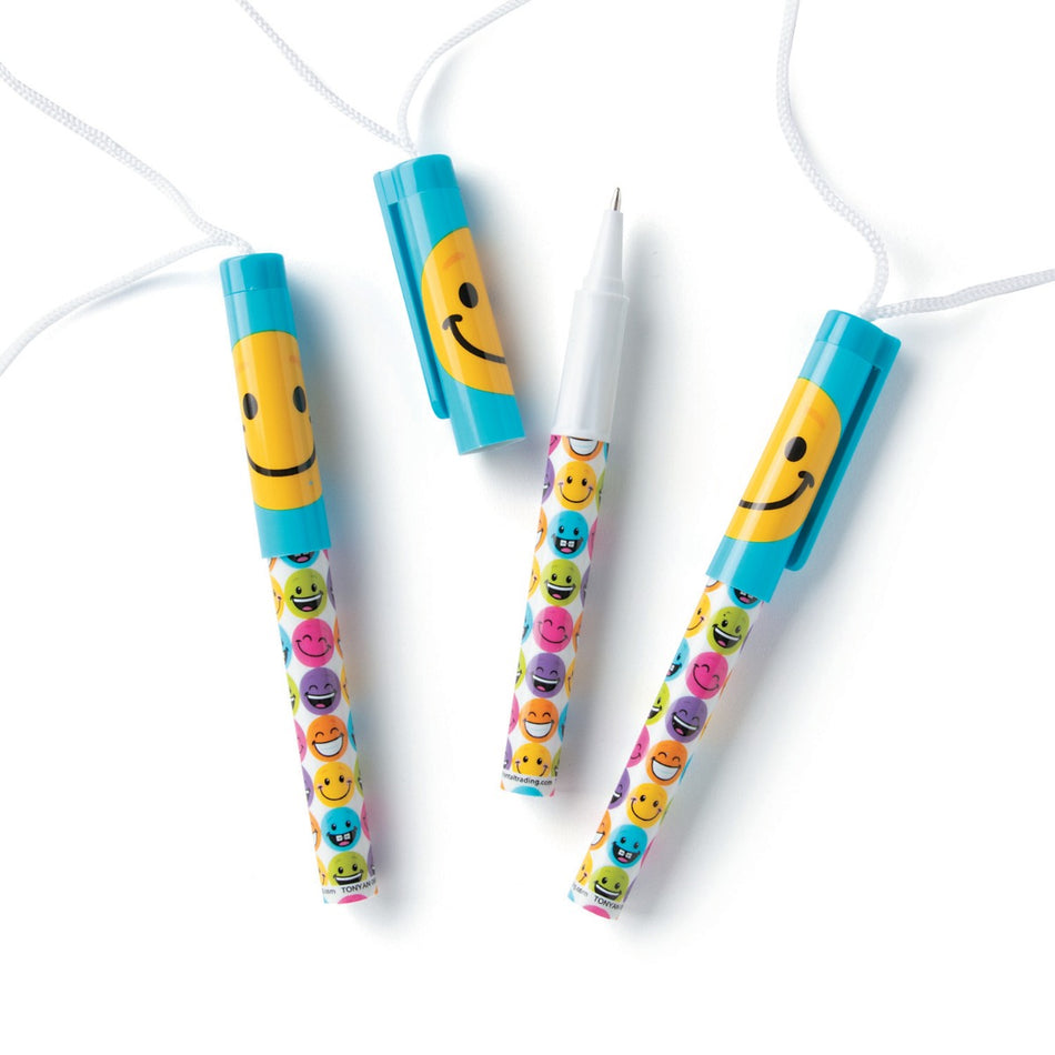 Smile Face Pens on a Rope - 12/Pkg.