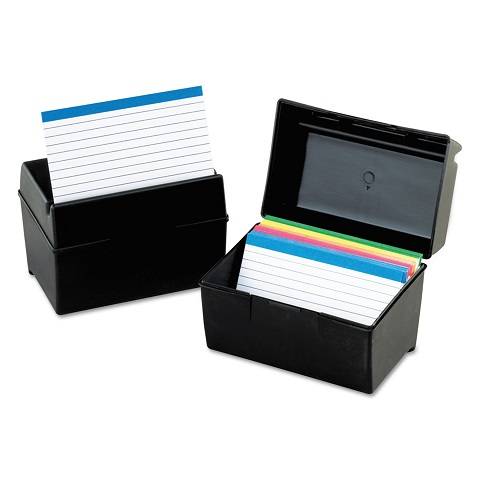 Plastic Index Card Flip Top File Box Holds 4" x 6" Cards, 400 Card Capacity