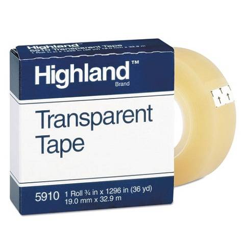 Highland Economy Transparent Tape 3/4" x 1296", 1" Core Size, Clear, 1 Roll