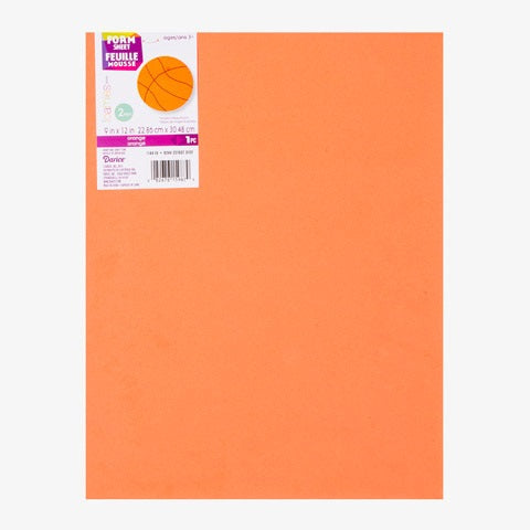 Foamies Foam Sheet - Orange - 2mm thick - 9 x 12 inches, 10 pack