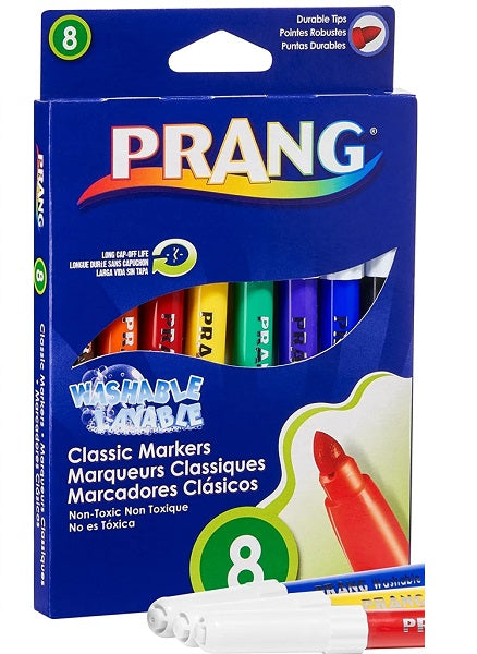 Prang Washable Art Markers, Bullet Tip, Assorted Colors, 8 Count