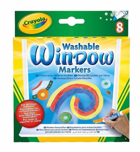 Crayola Washable Window Markers  8 Different Colors Bright Bold Colors (BIN588165)