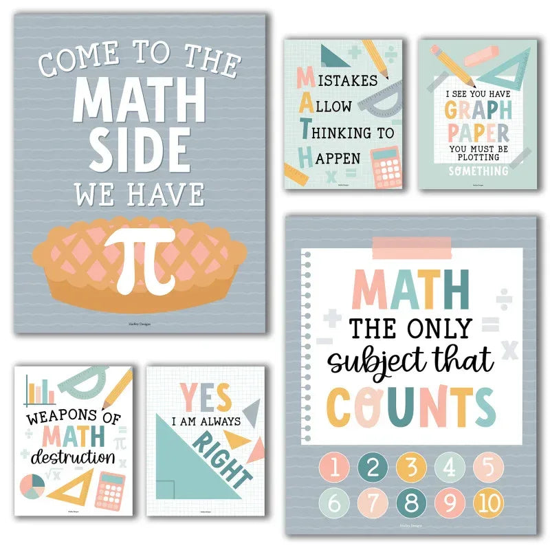 Boho Math Bulletin Board Classroom Decor Posters, Set of 6 – Gramco ...