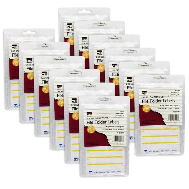 File Folder Labels, Yellow, 248 Per Pack, 12 Packs – Gramco School Supplies