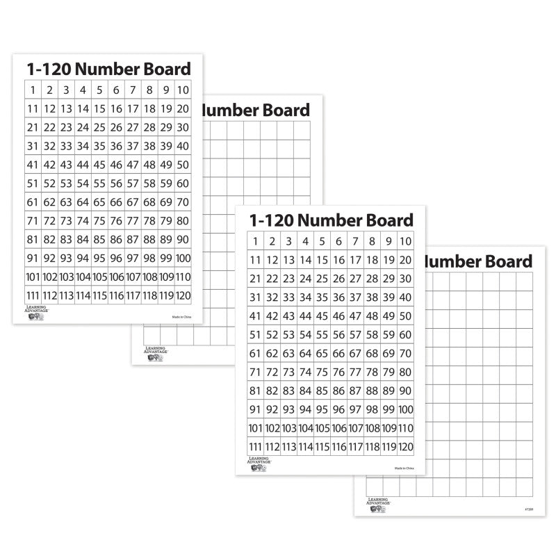 1-120 Number Dry Erase Boards, 10 Per Set, 2 Sets