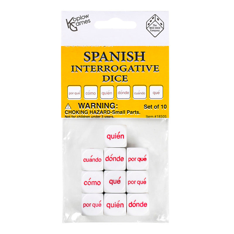 Spanish Interrogative Dice Set, 10 Pieces