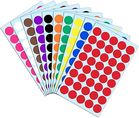 1/2" Round Color Coding Labels - ASSORTED COLORS - Pack of 2000
