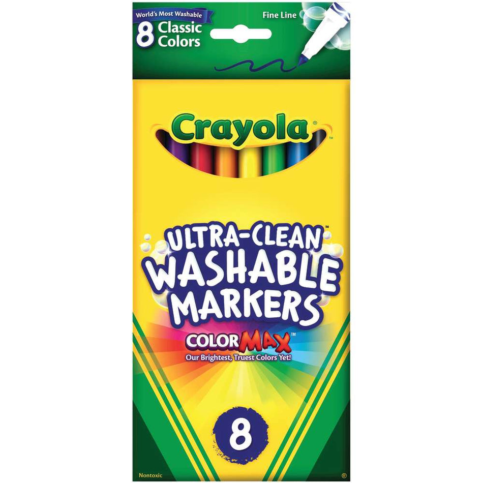Crayola® Ultra-Clean Washable Markers, Fine Line, 8 Count (BIN587809)