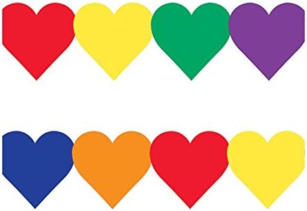 Hygloss Classroom, Colored Hearts Die Cut Border, 3 x 36-Inch, 12-Pack, 33626