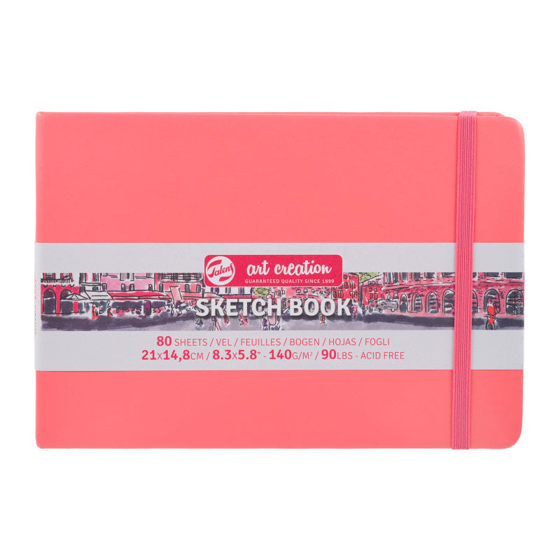 Sketchbook, 80 Sheets, 90lbs, Coral Red Cover, 8.3" x 5.8" (A5)