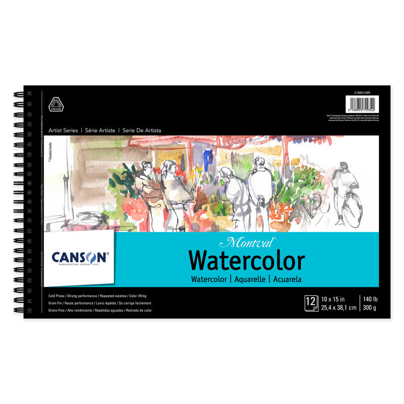 Artist Series Montval Watercolor Pad, Side Wire Binding, 12 Sheet, 10x15 inch, 1 Count