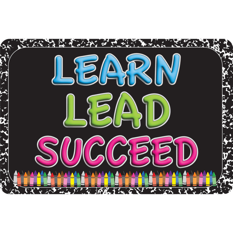 The Original Fun Mat&trade;, Welcome Mat, 15.5" x 23.5", Learn, Lead, Succeed, Crayon Composition