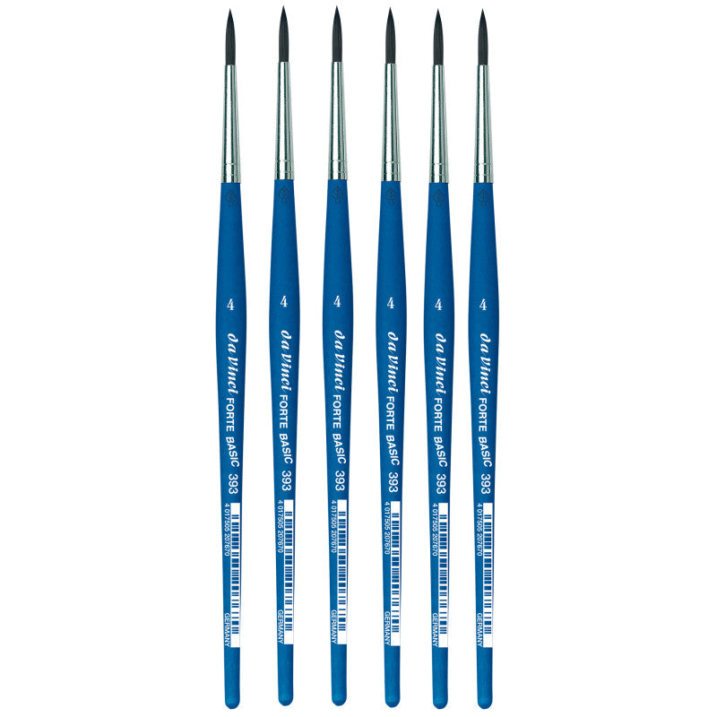 FORTE BASIC Student Brush, Synthetic, Acrylic, Round, Series 393, Size 4, Pack of 6