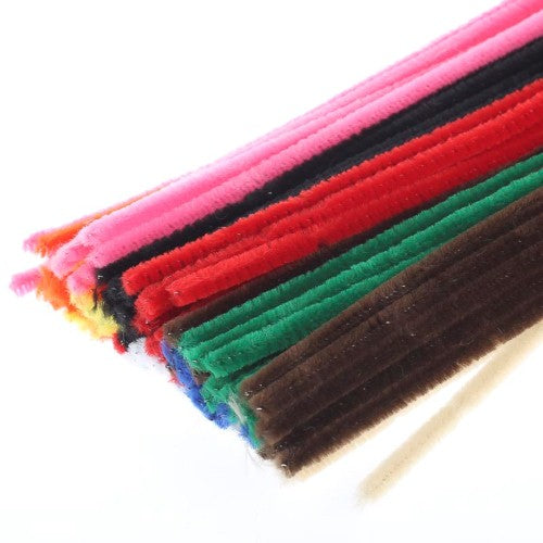 6 Inch x 4mm Chenille Stems Pipe Cleaners 100-Piece Assortment Color