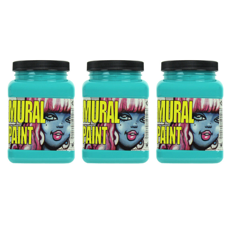 Mural Paint, Pint, Calypso (Cobalt Turquoise Light), Pack of 3