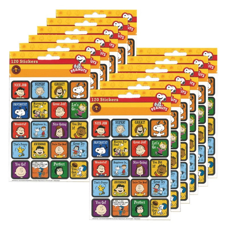 Peanuts&reg; Motivational Theme Stickers, 120 Per Pack, 12 Packs