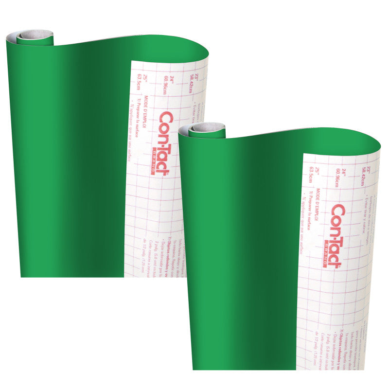Creative Covering&trade; Adhesive Covering, Green, 18" x 16 ft, 2 Rolls