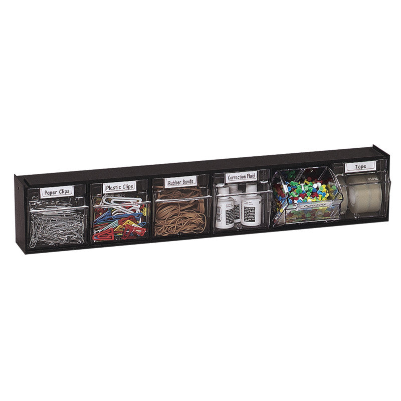 Tilt Bin&reg; Interlocking Storage Bins, 6-Bin Unit, Black