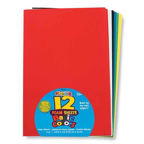 Primary Colors - Foam Sheets - 12" x 18" Assortment 12 sheets