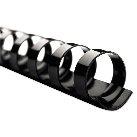 Plastic binding elements 19 ring, black 100 per box 3/8", 70 sheets cap