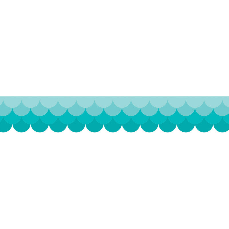 Painted Palette Ombre Turquoise Scallops EZ Border, 48 Feet