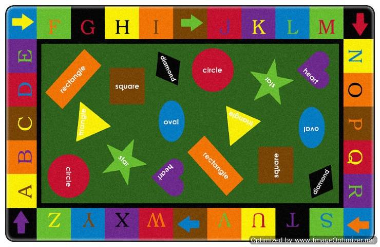 Simple Shapes Kids Educational Rugs 7'6" x 12' Rectangle
