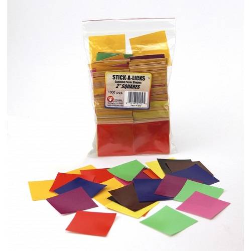 Hygloss Gummed Paper Shape Stick-A-Licks 2" Square, 100 Per Pack  (125)