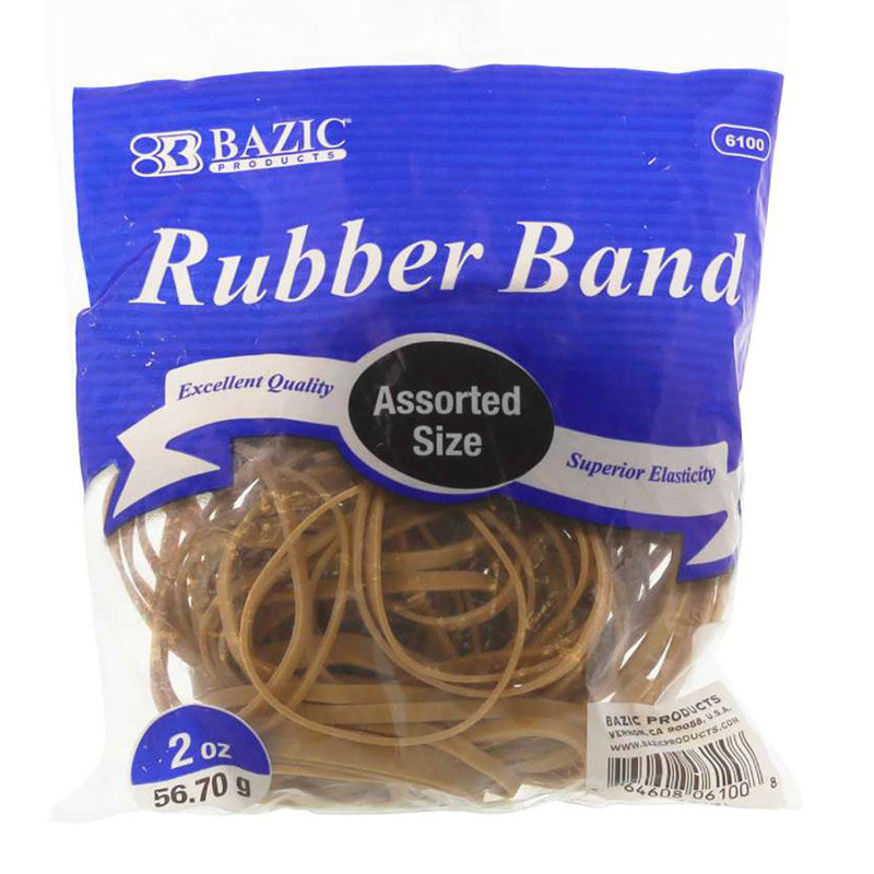 Rubber Bands, 2oz./56.70g, Assorted Sizes