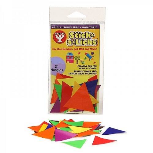 Hygloss Gummed Paper Shape Stick-A-Licks 1" Triangles  , 2400 Economy Pack (5130)
