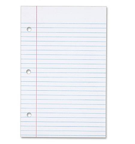 Notebook Filler Paper Wide Margin 10.5" x 8" , 3 Hole Punch 500 Sheets