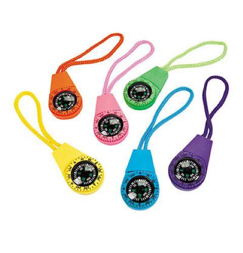 Neon Compasses on A Cord , 12 units