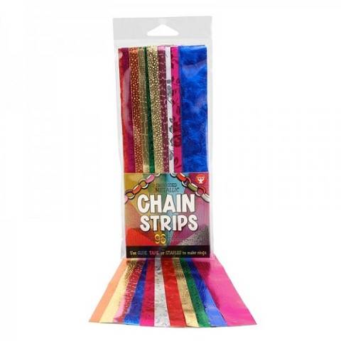Hygloss Gummed Paper Shape Embossed Metallic Chain 1" x 8" Strips, 96 Per Pack  (17018)