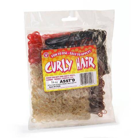Hygloss Curly Doll Hair Assorted Packages Brown, Blonde, Black, Red