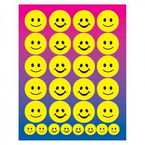 Hygloss Smiley Faces Stickers, 1" Yellow 3 Sheets (1830)