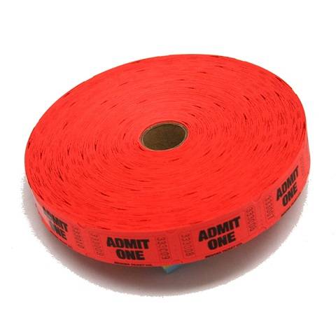 Single Admit Ticket Roll, 2000ct, Red