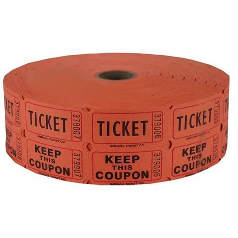 Double Roll Raffle Tickets, 2000ct,  Orange