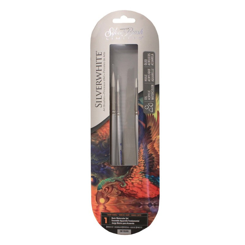 Silverwhite&reg; Short Handle BETTER Basic W/C 3-Piece Brush Set