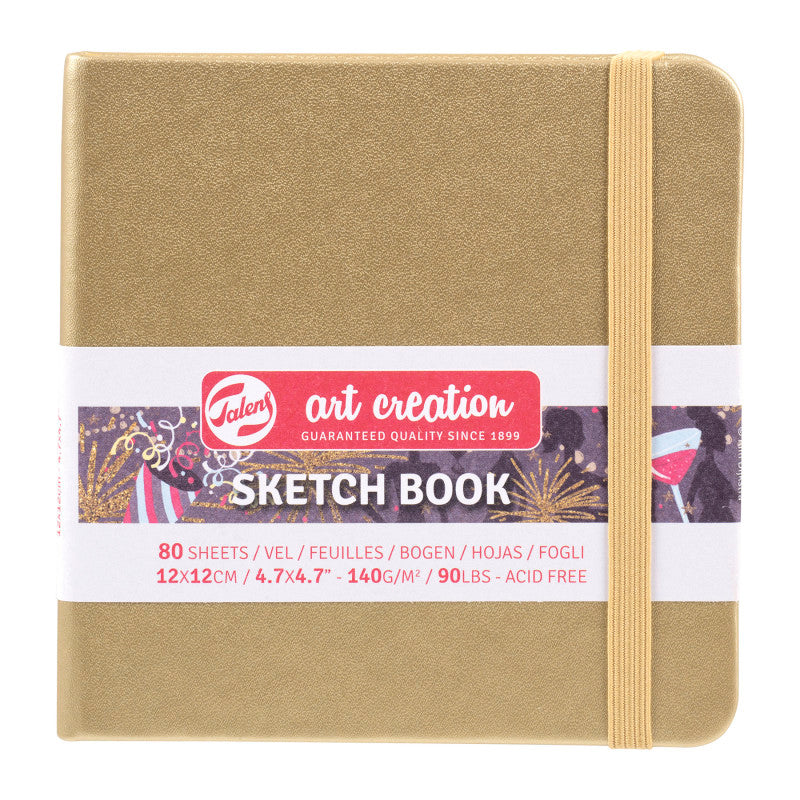 Sketchbook, 80 Sheets, 90lbs, White Gold Cover, 4.7" x 4.7"