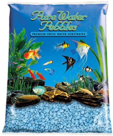 Light Blue Aquarium Natural Gravel,  Acrylic Coating - 5 LBS Bag