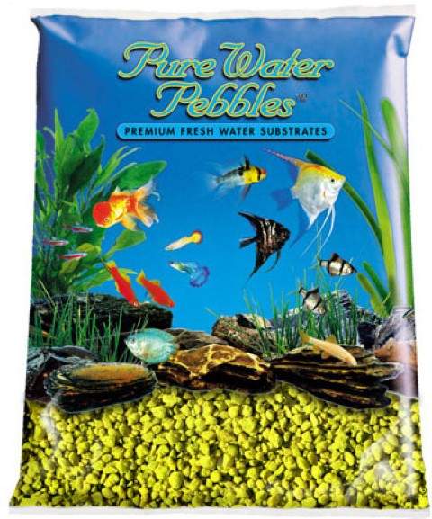 Yellow Aquarium Natural Gravel,  Acrylic Coating - 5 LBS Bag