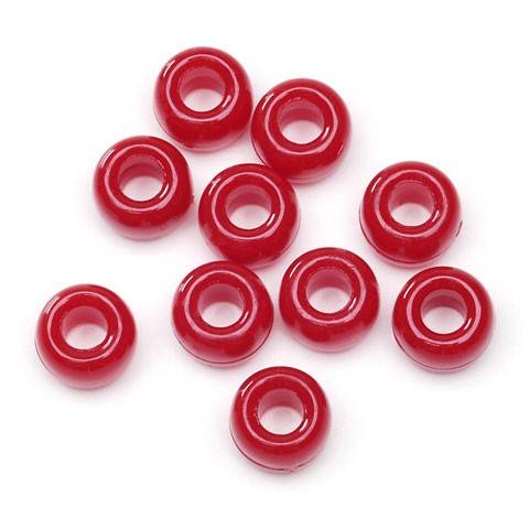Pony Beads Plastic Opaque Red  6 x 9mm, 900 pieces