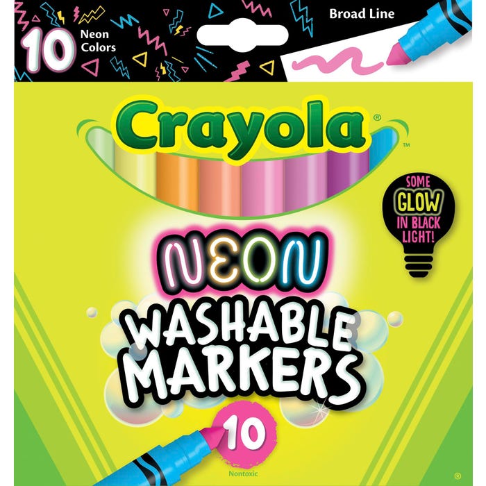 Crayola®  Neon Washable Markers, Assorted Colors, Set of 10, (BIN58-7847)
