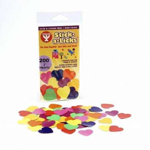 Hygloss Gummed Paper Shape Stick-A-Licks Hearts 1"  (230-1)