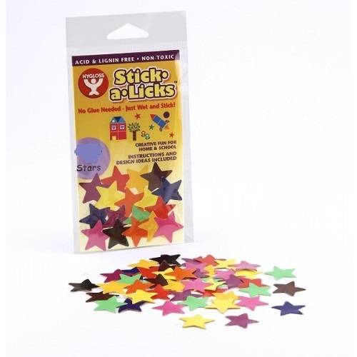 Hygloss Gummed Paper Shape Stick-A-Licks 2" Stars, 1000 Economy Pack (1400)