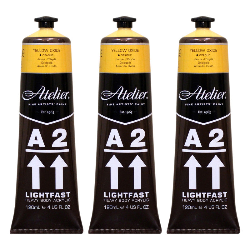 A2 Heavy Body Lightfast Artist Acrylic, 4 oz., Yellow Oxide, Pack of 3