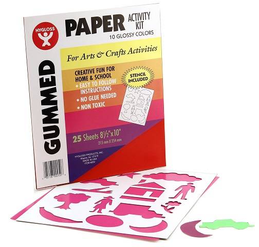 Gummed Paper in Assorted Colors 8.5" x 10"  (25 Sheets)