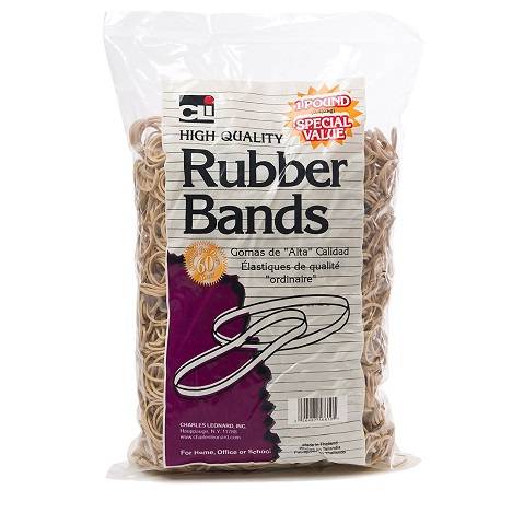 Charles Leonard Rubber Bands, One Pound Pkg., Assorted Sizes - Beige/Natural