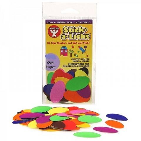 Hygloss Gummed Paper Shape Stick-A-Licks 1" Ovals, 2000 Economy Pack (2700)