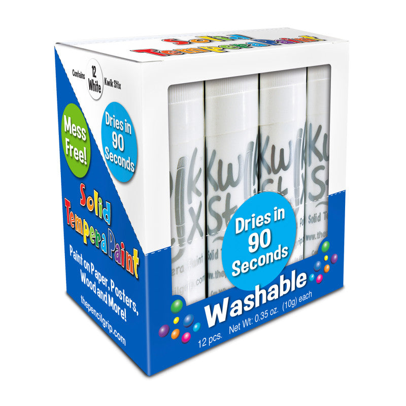 Solid Tempera Paint Sticks, Single Color Pack, White, Pack of 12