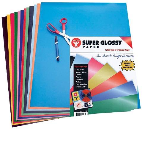 Hygloss Super Glossy Paper, 10" x 13", Assorted Colors, 48 Sheets
